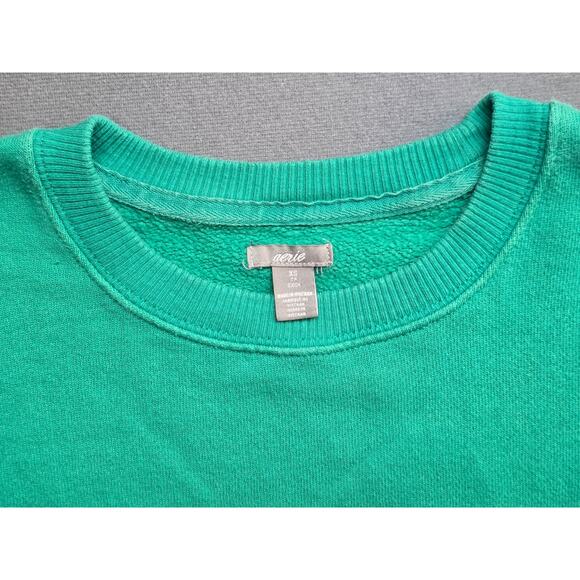 Aerie Womens XS Green Fleece Lined Sweater "Nice-Ish" Oversized - Picture 3 of 10
